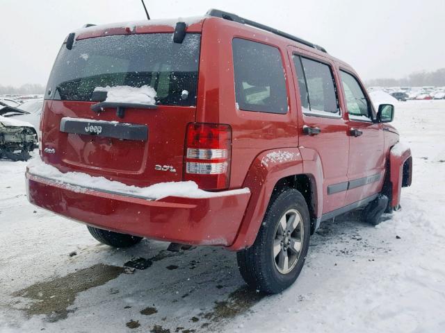 1J8GN28K28W106002 - 2008 JEEP LIBERTY SP RED photo 4