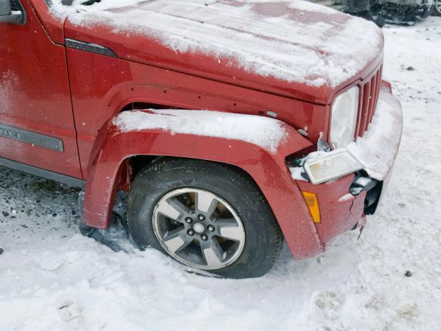 1J8GN28K28W106002 - 2008 JEEP LIBERTY SP RED photo 9