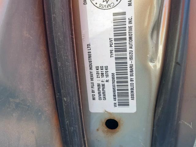 4S3BH896337628556 - 2003 SUBARU LEGACY OUT GRAY photo 10