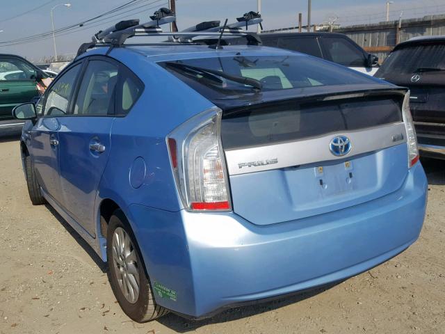 JTDKN3DP5C3007290 - 2012 TOYOTA PRIUS PLUG BLUE photo 3