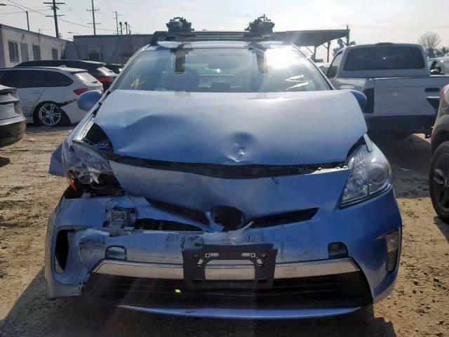 JTDKN3DP5C3007290 - 2012 TOYOTA PRIUS PLUG BLUE photo 9