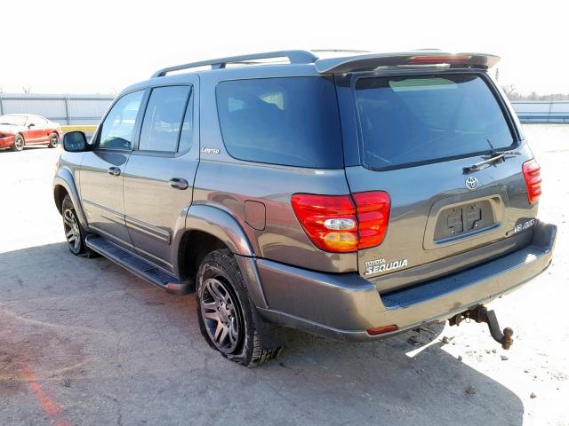 5TDBT48A13S179705 - 2003 TOYOTA SEQUOIA LI GRAY photo 3