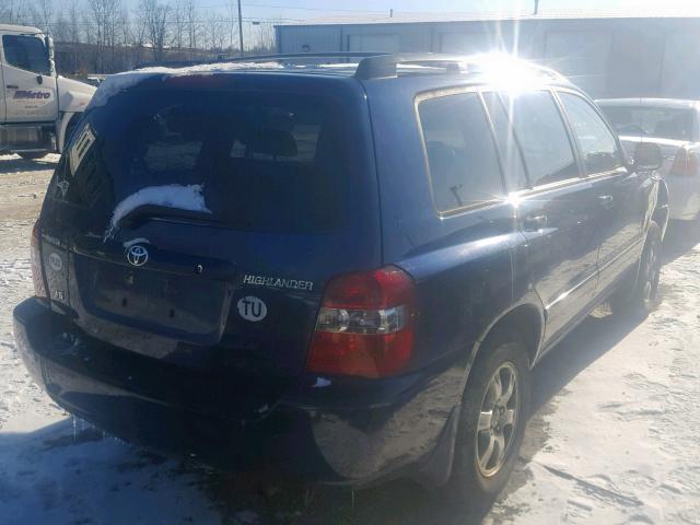 JTEDP21A350084494 - 2005 TOYOTA HIGHLANDER BLUE photo 4