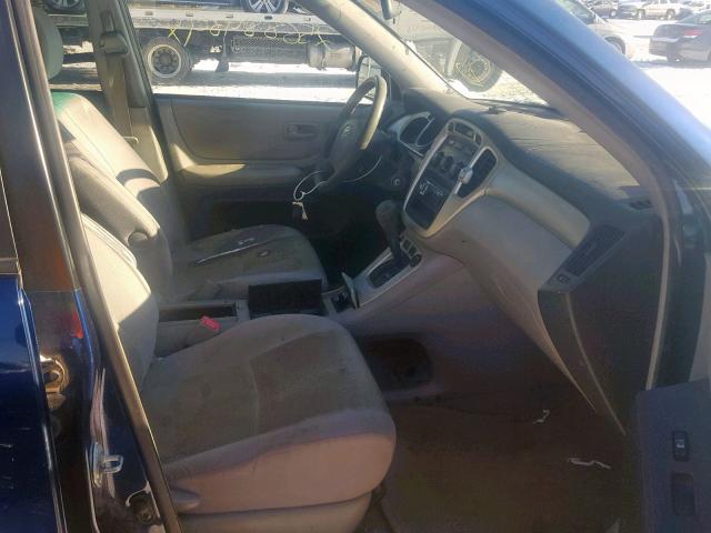 JTEDP21A350084494 - 2005 TOYOTA HIGHLANDER BLUE photo 5