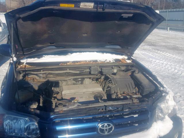 JTEDP21A350084494 - 2005 TOYOTA HIGHLANDER BLUE photo 7