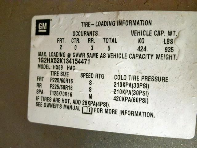 1G2HX52K134154471 - 2003 PONTIAC BONNEVILLE TAN photo 10