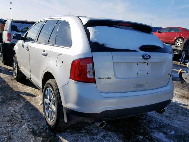 2FMDK3JCXEBA99756 - 2014 FORD EDGE SEL WHITE photo 3