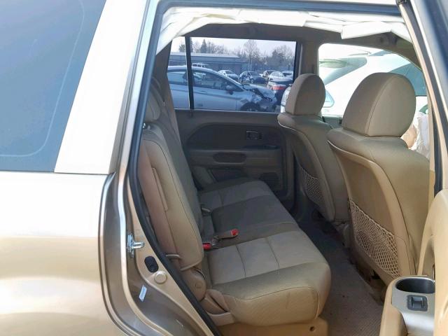 5FNYF28166B029491 - 2006 HONDA PILOT LX TAN photo 6