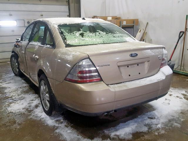 1FAHP27W98G133949 - 2008 FORD TAURUS SEL BEIGE photo 3