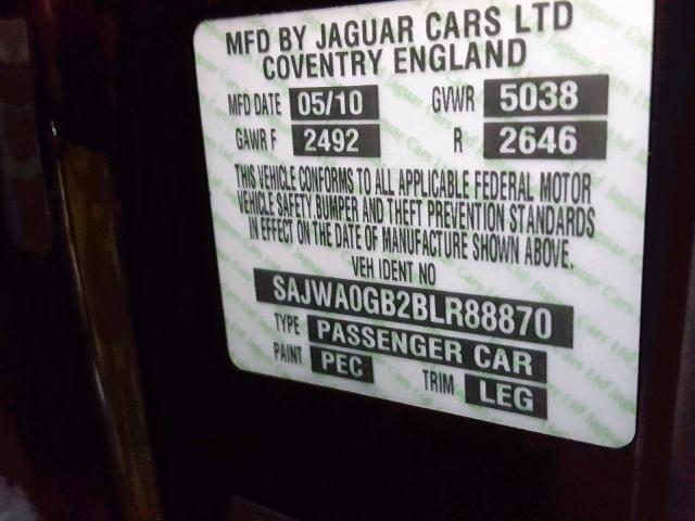 SAJWA0GB2BLR88870 - 2011 JAGUAR XF PREMIUM BLACK photo 10