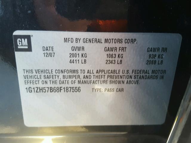 1G1ZH57B68F187556 - 2008 CHEVROLET MALIBU 1LT შავი ფოტო 10