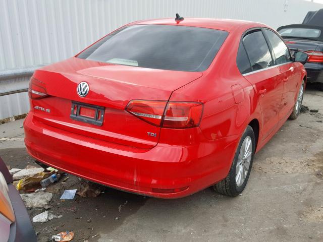 3VWLA7AJ9FM251029 - 2015 VOLKSWAGEN JETTA TDI RED photo 4