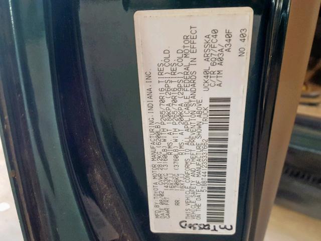 5TBBT44123S337662 - 2003 TOYOTA TUNDRA ACC GREEN photo 10