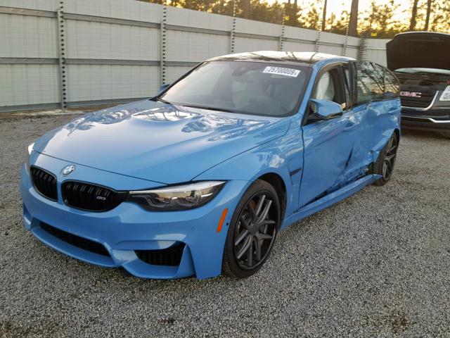 WBS8M9C54J5J78557 - 2018 BMW M3 BLUE photo 2