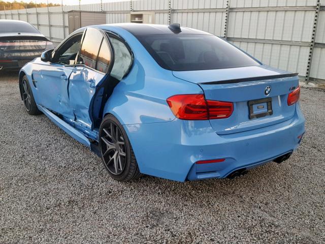 WBS8M9C54J5J78557 - 2018 BMW M3 BLUE photo 3