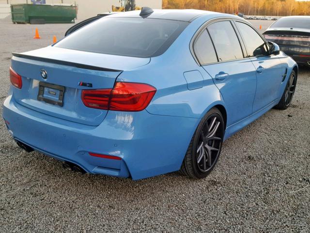 WBS8M9C54J5J78557 - 2018 BMW M3 BLUE photo 4