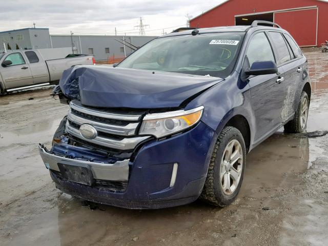 2FMDK4JC2BBB33268 - 2011 FORD EDGE SEL BLUE photo 2