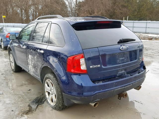 2FMDK4JC2BBB33268 - 2011 FORD EDGE SEL BLUE photo 3