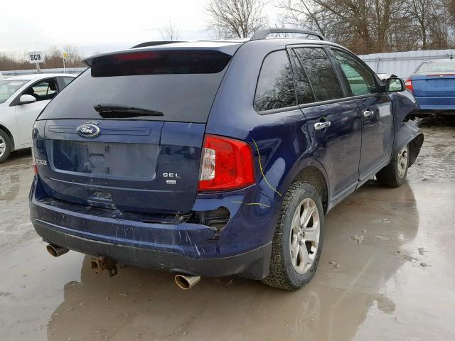 2FMDK4JC2BBB33268 - 2011 FORD EDGE SEL BLUE photo 4