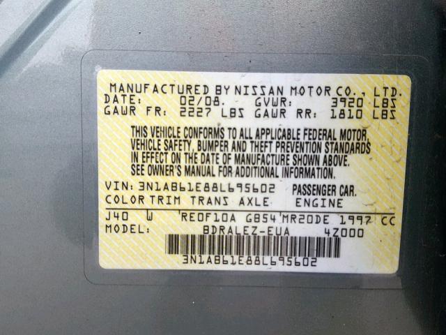 3N1AB61E88L695602 - 2008 NISSAN SENTRA 2.0 GREEN photo 10