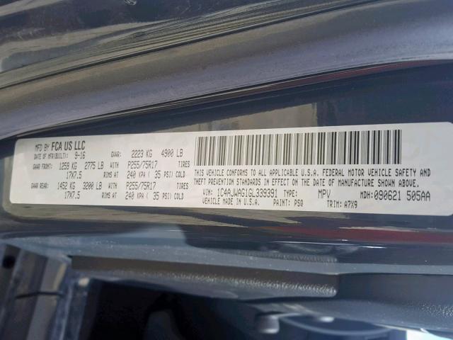 1C4AJWAG1GL339391 - 2016 JEEP WRANGLER S შავი ფოტო 10