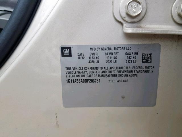 1G11A5SA0DF203731 - 2013 CHEVROLET MALIBU LS TAN photo 10