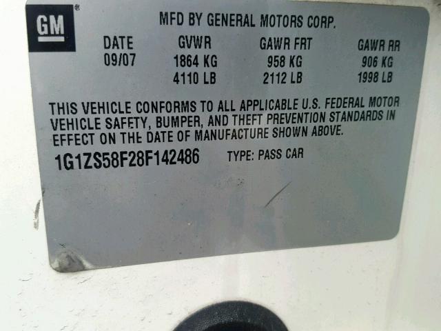 1G1ZS58F28F142486 - 2008 CHEVROLET MALIBU LS Ağ foto 10