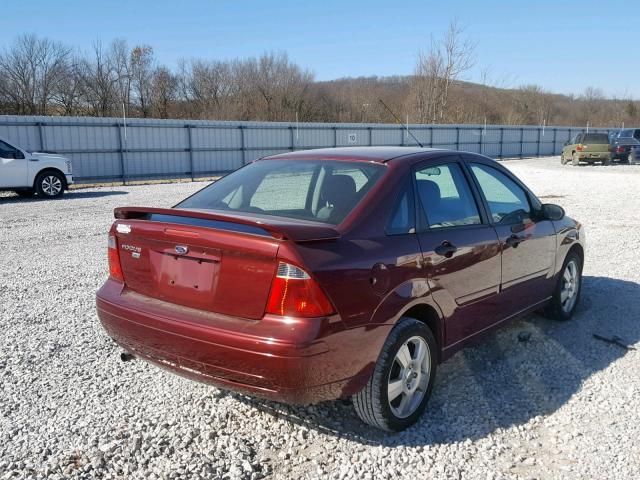 1FAHP34NX7W276401 - 2007 FORD FOCUS ZX4 MAROON photo 4