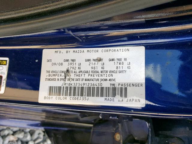 JM1BK323491236430 - 2009 MAZDA 3 S BLUE photo 10