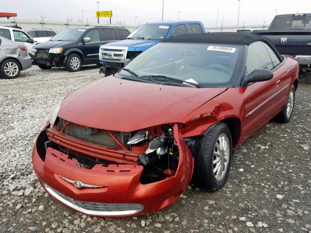 1C3EL55RX2N351252 - 2002 CHRYSLER SEBRING LX RED photo 2