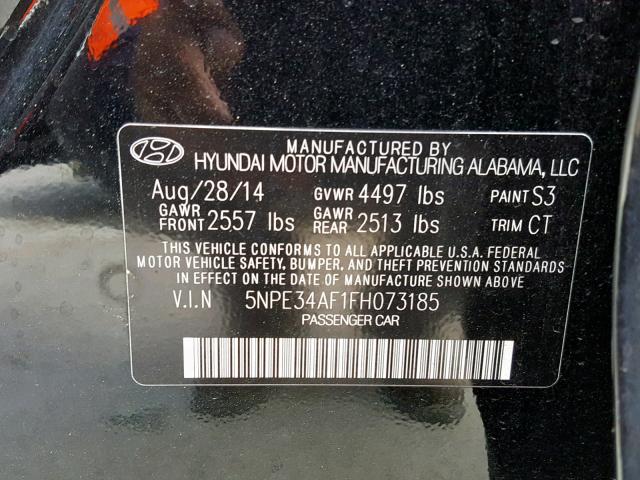 5NPE34AF1FH073185 - 2015 HYUNDAI SONATA SPO BLACK photo 10