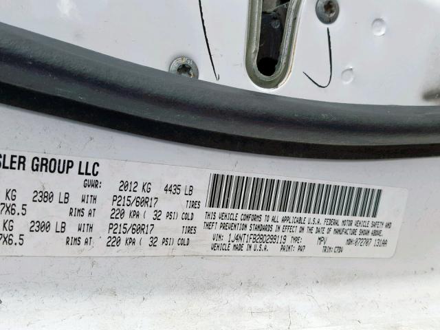 1J4NT1FB2BD299119 - 2011 JEEP COMPASS SP თეთრი ფოტო 10