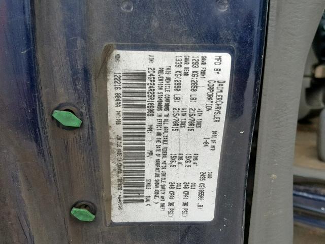 2D4GP24R25R106089 - 2005 DODGE GRAND CARA BLUE photo 10