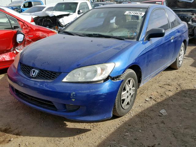 1HGEM21345L052219 - 2005 HONDA CIVIC DX V BLUE photo 2