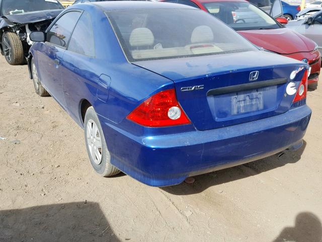 1HGEM21345L052219 - 2005 HONDA CIVIC DX V BLUE photo 3