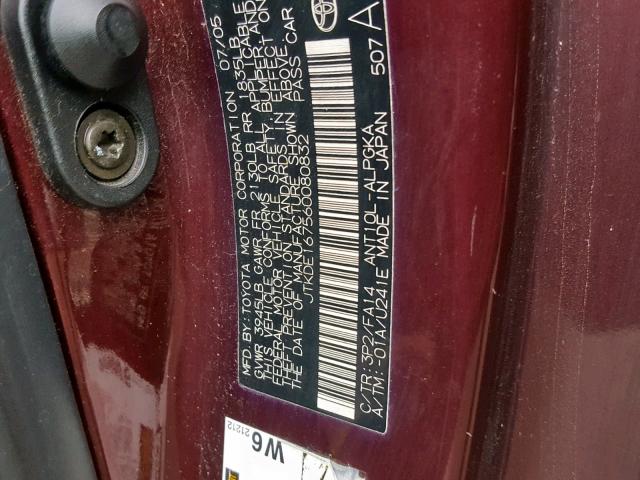 JTKDE167560080832 - 2006 TOYOTA SCION TC იასამნისფერი ფოტო 10