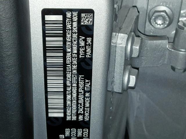 ZACCJBAB1JPH58771 - 2018 JEEP RENEGADE S 银色 照片 10