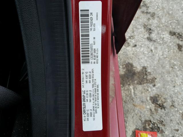 1C3CCBBG7CN297273 - 2012 CHRYSLER 200 TOURIN RED photo 10