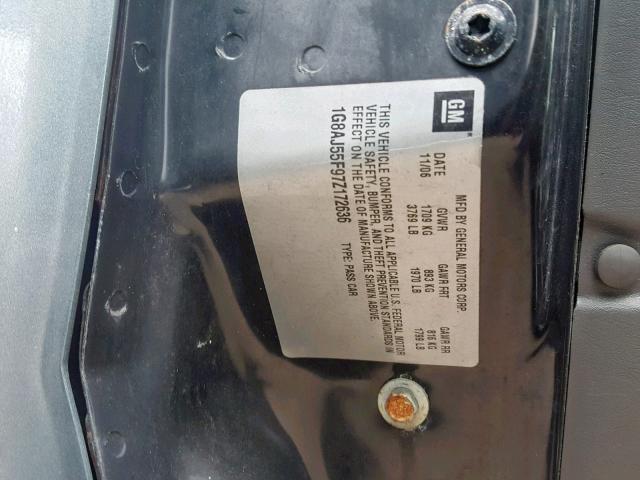 1G8AJ55F97Z172636 - 2007 SATURN ION LEVEL GRAY photo 10
