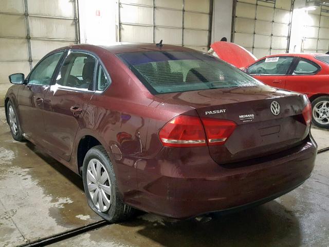 1VWAP7A33DC138893 - 2013 VOLKSWAGEN PASSAT S BURGUNDY photo 3