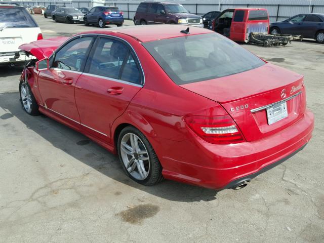 WDDGF4HBXCA679113 - 2012 MERCEDES-BENZ C 250 RED photo 3