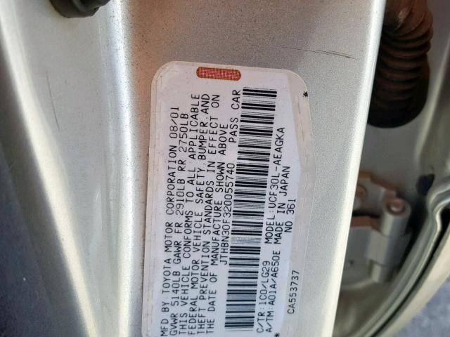 JTHBN30F320055740 - 2002 LEXUS LS SILVER photo 10