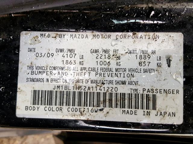 JM1BL1H52A1141220 - 2010 MAZDA 3 S BLACK photo 10