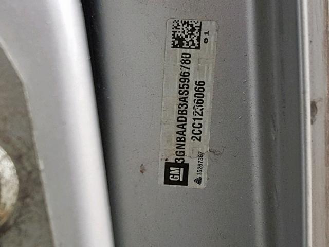 3GNBAADB3AS596780 - 2010 CHEVROLET HHR LS Plata foto 10