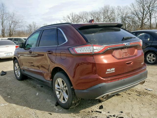 2FMTK3J87FBB44693 - 2015 FORD EDGE SEL ORANGE photo 3