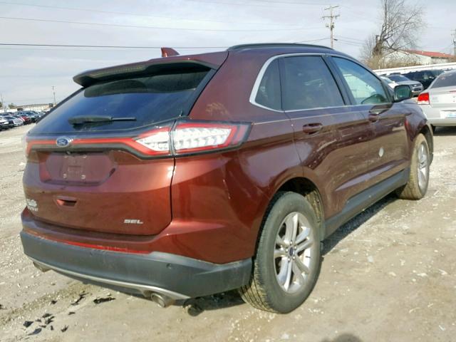 2FMTK3J87FBB44693 - 2015 FORD EDGE SEL ORANGE photo 4