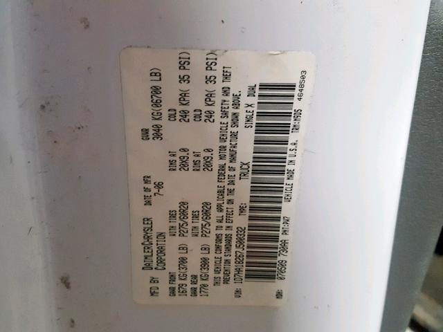 1D7HA18267J500332 - 2007 DODGE RAM 1500 S WHITE photo 10