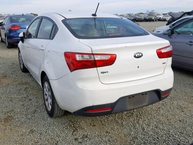 KNADM4A3XD6291063 - 2013 KIA RIO LX WHITE photo 3