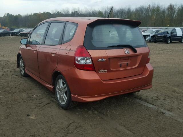 JHMGD37668S026681 - 2008 HONDA FIT SPORT ORANGE photo 3