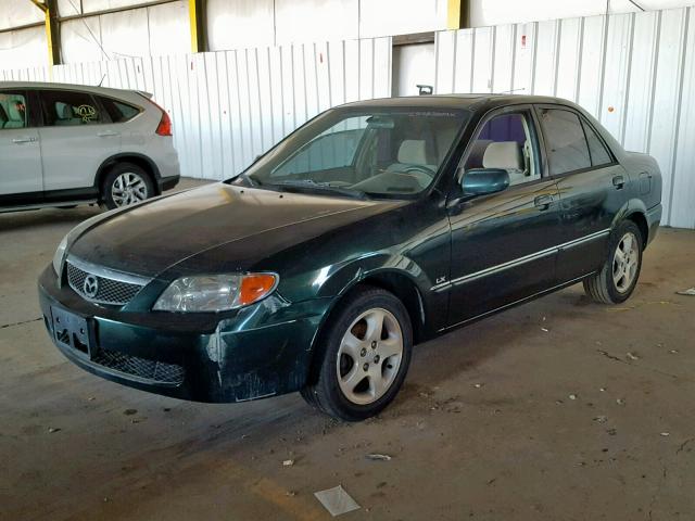 JM1BJ226521557969 - 2002 MAZDA PROTEGE DX GREEN photo 2